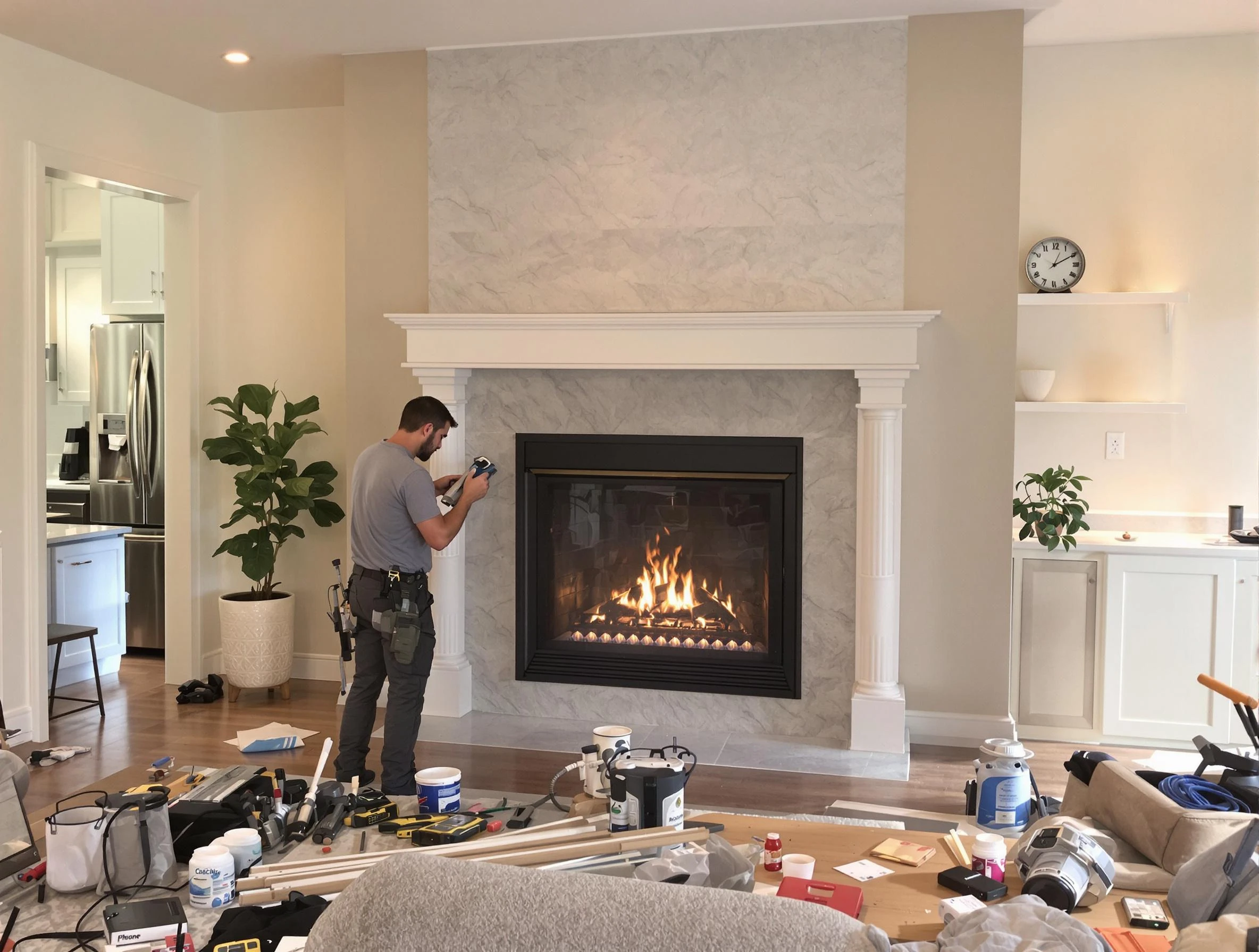 Newly installed fireplace by Monroe Chimney Sweep in Monroe, NJ